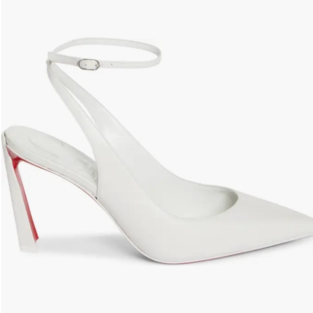 White Slingback Heels with Red Sole